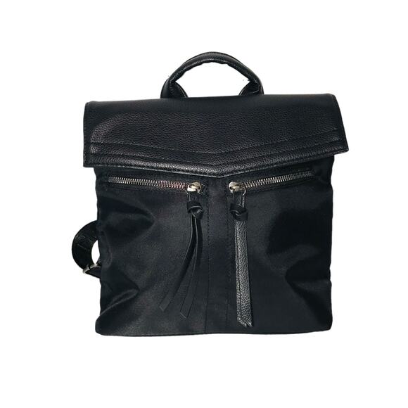 Botkier New York Black Shiny Canvas Faux Leather Small Backpack - Picture 1 of 5